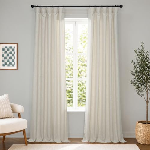HPD Half Price Drapes Heavy Faux Linen Curtain 50 X 120, (1 Panel) FHLCH-VET200210-120, Malted Cream