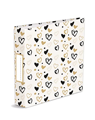 Photo Album 32X31 Rings Gold and Black Hearts 40 White Perforated Sheets