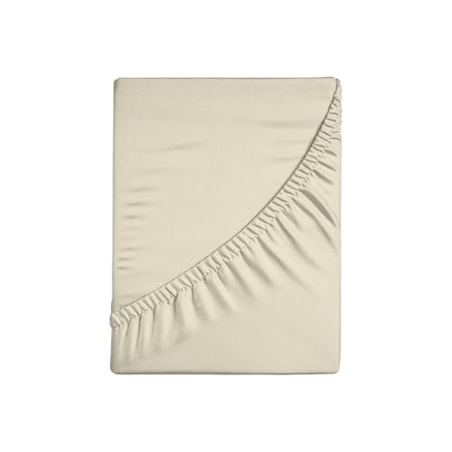 Fitted Sheets in Plain Colour, 130 x 200 + 30 cm, 100% Cotton Percale 200 Thread Count, Corner Height 30 cm, Machine Washable