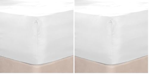Brentfords Plain Dye Bed Solid Colour Fitted Sheet Soft Microfibre, White, Double (Pack of 2)