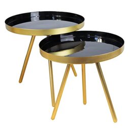 ASPECT Ava Round Metal Nest Of 2 Table (Black/Gold)