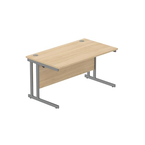 Office Hippo Heavy Duty Rectangular Cantilever PC Desk, Table, Home, Integrated Cable Ports, 5 Yr Wty, Graphite Frame, Canadian Oak