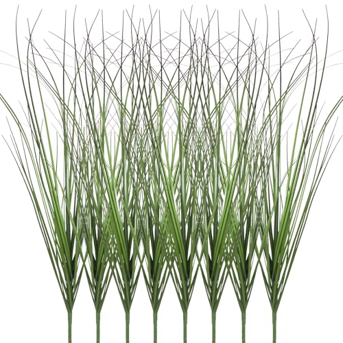 GOOSLA 8Pcs Artificial Grass Plants, Faux Shrubs Wheat, Tall Fake Green Plants for Outdoor Decor,Artificial Greenery Stems Weed for Room Indoor Home Decor???Red Tail???
