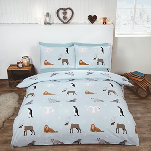 Rapport Winter Animals 100% Brushed Duvet Set, Superking, Cotton, Ice, Super-King