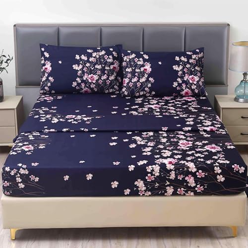 SDIII 4PCS Dark Purple Floral Full Sheets Set, Soft Microfiber Floral Bed Sheets Full, Wrinkle and Fade Resistant, Flower Sheets Full on Amazon