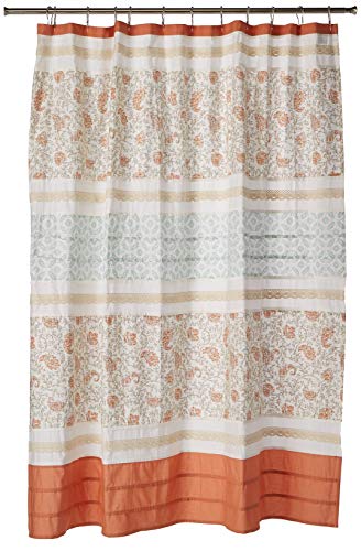 "Madison Park Shabby Chic Modern Home Bathroom Décor Bathtub Privacy Screen, Cotton, Coral, 72"" W x 72"" L (Pack of 1)"