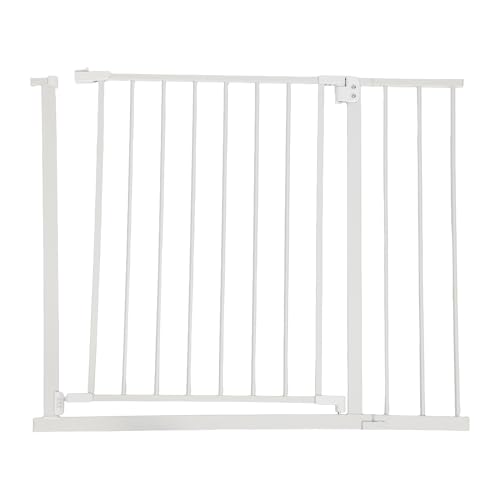 Relaxdays stair gate, 95–100 cm, no drilling required, for babies & toddlers, stairs & doors, clamp-on gate, white