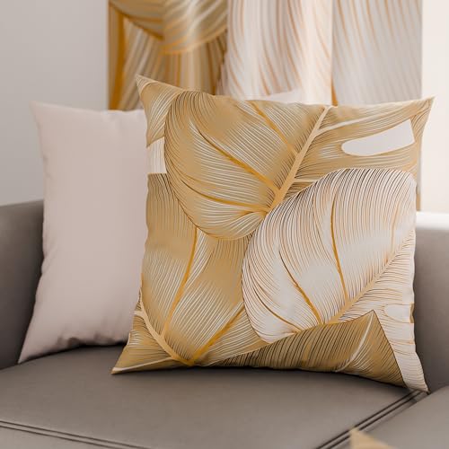 PETTI Artigiani Italiani - Pair of Pillow Cases 45 x 45 cm in Microfibre, Pillows for Bedroom Furniture, Sofa, Living Room, Set of 2 Cushion Covers, Tropical Cushion Cover, Taupe O, 100% Made in Italy