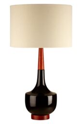 Premier Housewares Table Lamp with Wood and Ceramic Base Wooden Desk Lamp For Home Office With Stylish Lighting Study Lamp Tagine Design 38cm x 67cm x 38cm