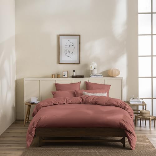 Plain Dyed Washed Cotton Percale Duvet Cover, Delicate, 200 x 200 cm, ESSIX