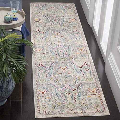 Safavieh Metro-Mod Indoor Woven Runner Area Rug, Mystique Collection, MYS925, in Grey / Light Blue, 69 X 244 cm for Living Room, Bedroom or Any Indoor Space