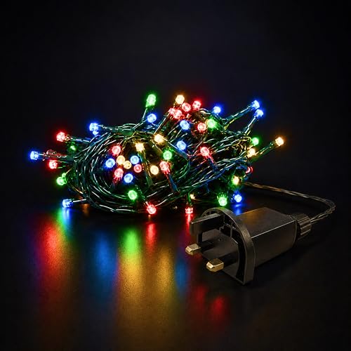 Status 100 LED Multi-Colour String Lights, Green Wire
