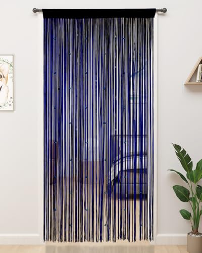 "YIIBAII Beaded Curtain Beaded Curtains for Doorways Crystals Suitable for Interior Hanging Decoration and Partitions Closet Curtains (Starry Blue, 39""x110"")"