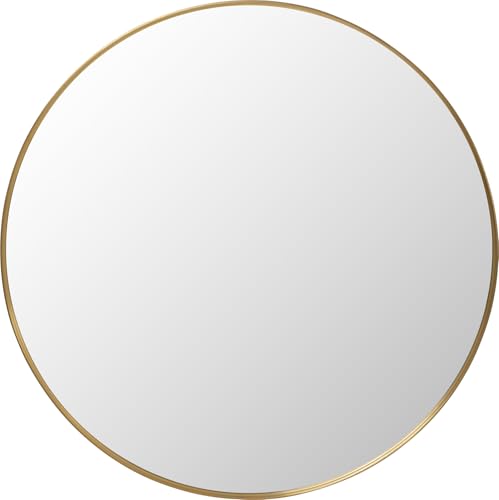 Kare Design Wall Mirror Simply, Gold, Diameter 90cm, Dressing Mirror with Metal Frame, Luxury, Room Decoration, Decorative Modern Home Decor for Living Room, Bedroom