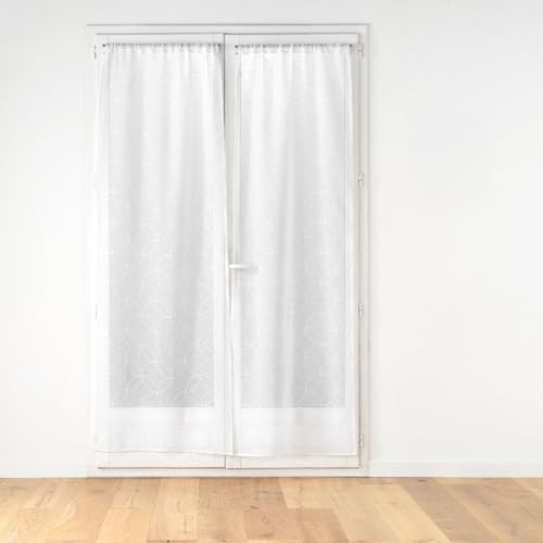 Douceur d'Intérieur, Olympia Straight Curtain 2 x 70 x 200 cm White Sandblasted Embroidered