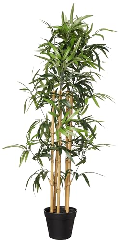 Amazon Basics Artificial Plants Indoor, Fake Bamboo Plant with Plastic Planter Pot, Bendable Wire Stems, 100 cm
