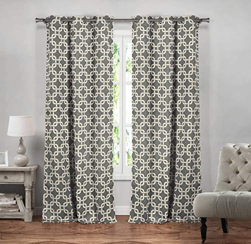 Blackout 365 Kristin Geometric Blackout Curtain, 37x84 (2 Pieces), Grey