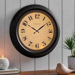 CLXEAST 18 Inch Large Modern Farmhouse Illuminated Wall Clock with AI Smart Night Light Sensor,Indoor Outdoor Wall Clocks for Living Room, Garden Patio,Porch,Pool,Oil Rubbed Bronze Black
