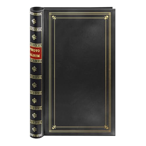 Spiral Bound Photo Album 300 Bi-Directional Memo Pockets Hold 4x6 Photos, Black