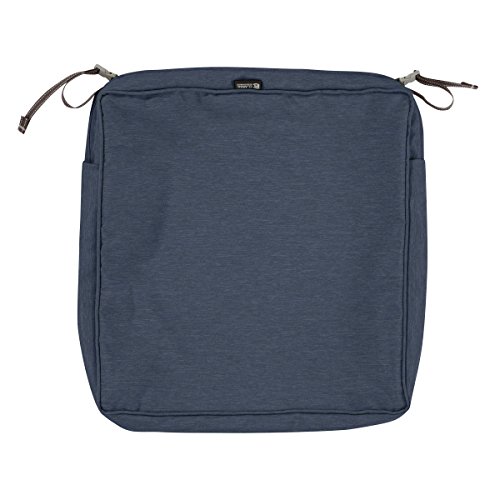 "Classic Accessories Montlake FadeSafe Square Patio Dining Seat Cushion Slip Cover,3"" Thick, Heather Indigo Blue, 21""Wx21""Dx3""T (60-127-015501-RT)"