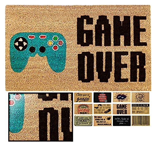 LucaHome – Original and Fun Natural Coconut Door Mat – Game Over Mando Doormat 40 x 70 – Ideal for Outdoor Doors, Covered Hallways and Entrances of Homes