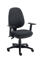 Office Hippo Desk Chair With Adjustable Arms, With Adjustable Curved Back, Executive Swivel, Desk Chair, Suitable For Home Office, Charcoal, 65 x 65 x 93 to 109 cm