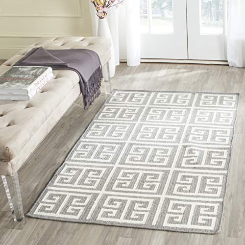 Safavieh Contemporary Indoor Flatweave Rectangle Area Rug, Dhurrie Collection, DHU626, in Grey / Ivory, 122 X 183 cm for Living Room, Bedroom or Any Indoor Space