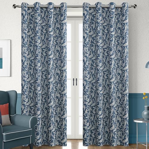Erbnaryx 80% Blackout Curtains for Bedroom, Blue Window Drapes 96 Inch Length for Living Room, Thermal Insulated Grommet Curtains, 2 Panels