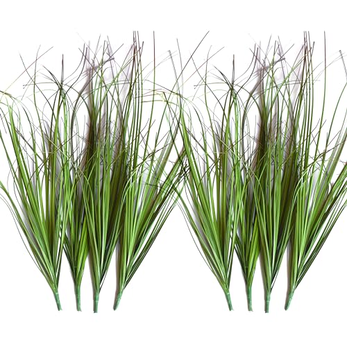 VANTREE 8PCS Fake Tall Grass Plant???UV Resistant Artificial Greenery Stems - Lifelike Artificial Onion Grass,Faux Shrubs Plants for Indoor Outdoor Patio Pots,Porch,Garden Beds,Window Boxes Vase Decor
