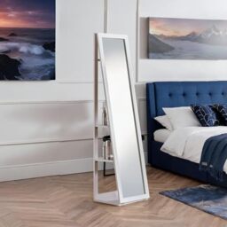 Julian Bowen Fresco White Storage Mirror - H155 x W36 x D36cm
