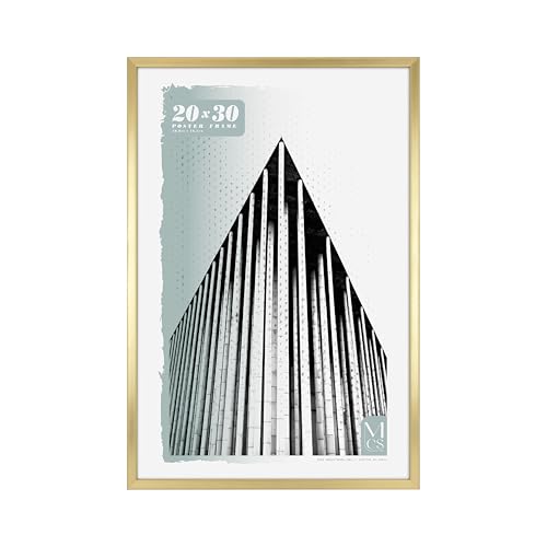 MCS Foundation 51x76 cm (20x30 in) Poster Frame in Traditional Brass, Vertical & Horizontal Wall Hanging Large Picture Frame for Photos, Posters & Art Prints (1-Pack)