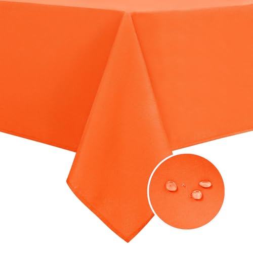 DWCN Fall Tablecloth - Square Halloween Decorations Washable Table Cloth, Fabric Table Cover for Kitchen Dining Room Party and Outdoor Use, Pumpkin Orange, 54 x 54 Inch