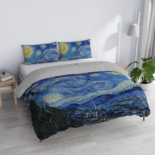 SD09 Double Duvet Cover Set, 100% Cotton, Made in Italy, 250 x 200 cm with Double Flap 50 cm + 2 Pillowcases 50 x 80 cm with Internal Flap, Digital Print