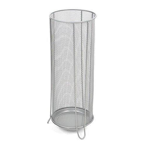 Mind Reader Umbrella Stand Rack Holder for Canes, Walking Sticks, Home and Office, Silver - UMBHMESH-SIL