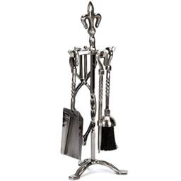 FIRE VIDA Fleur De Lys Fire Companion Set, Metal, Pewter, Piece of 5