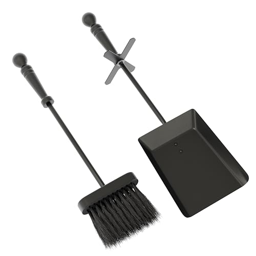 Fire Vida Hearth Shovel and Brush Set, Metal, Black