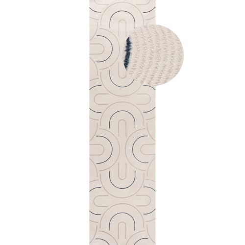 THE RUGS Carmel Modern Area Rug - Stain-Resistant, Non-Shedding, Durable Rugs for Bedroom and Hallway [ Wave Blue, 80x300 cm ]