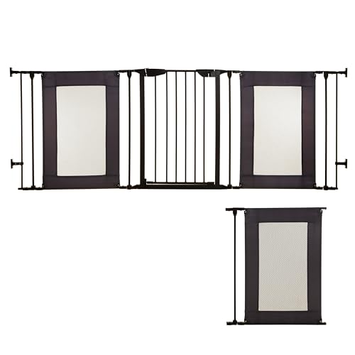 Dreambaby Denver Adapta Baby Safety Gate - Fits Opening from 85.5-258cm Wide & 74cm Tall - Includes 1x 58cm extension - Suitable Barrier for Stairs, Irregular Openings, & Wide Areas - Black