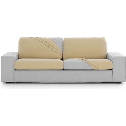 ECOMMERC3 Seat Cover for Bi-Elastic Sofa, Size L ??? Beige Chair Cover, Adjustable, Easy to Put on and Remove with Elastic Fasteners