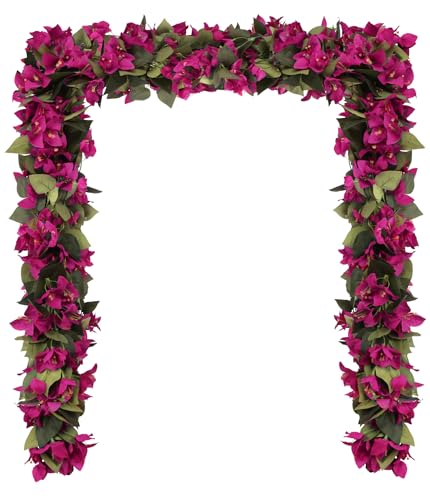 Artificial Bougainvillea Garland,4PCS 7.2ft/Piece Pink Flower Garland Faux Silk Bougainvillea Vines Artificial Decor for Wedding Arch Table Home Garden(Deep Pink)