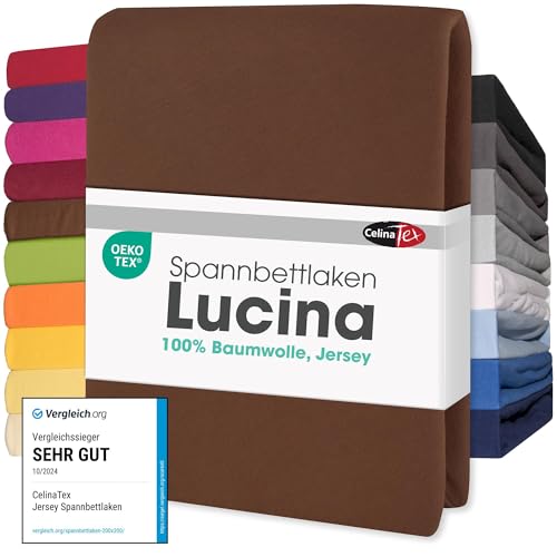 CelinaTex Lucina Topper Fitted Sheet Divan Cover Cotton 180x200-200x200 cm choco brown
