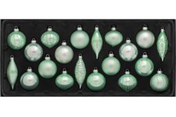 WeRChristmas Glass Christmas Tree Baubles, Mint Green, Set of 20