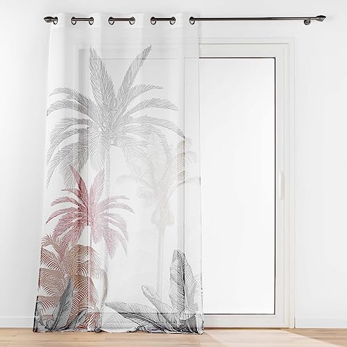Douceur d'Intérieur, Net Curtain with Eyelets (140 x 280 cm) Tuscany, Sandblasted Printed Voile