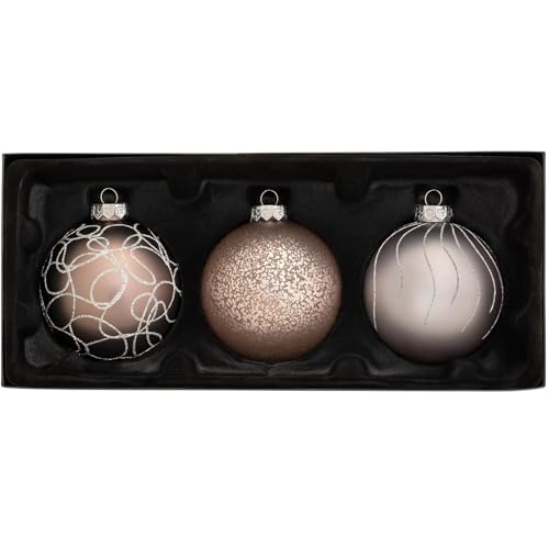 WeRChristmas Glass Baubles, Grey, 3-Piece