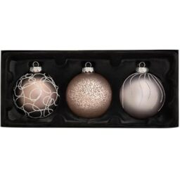 WeRChristmas Glass Baubles, Grey, 3-Piece