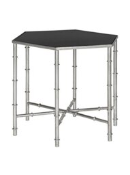 SAFAVIEH Modern Accent Table with Iron Legs, in Silver and Black, 50 X 43 X 43.18