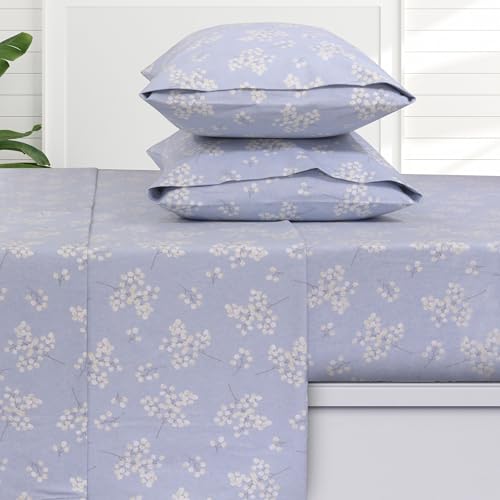 Tribeca Living 100% Cotton German Flannel Sheet Set - 200 GSM, Deep Pocket, Ultra Soft & Cozy, King, Giovanna Floral