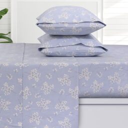 Tribeca Living 100% Cotton German Flannel Sheet Set - 200 GSM, Deep Pocket, Ultra Soft & Cozy, King, Giovanna Floral