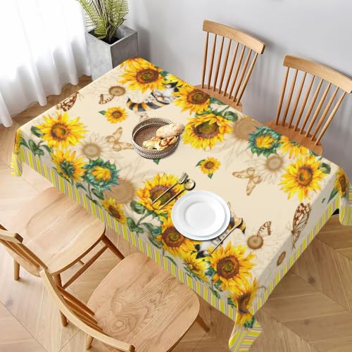 juniissl Sunflower Dwarf Rectangle Tablecloth Washable 60x90 Inch Table Cover Decorative Table Cloth for Party Picnic Kitchen