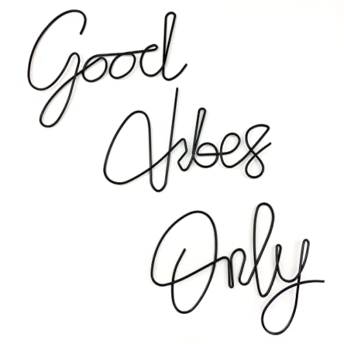 Marynee Good Vibes Only Wall Decor Signs Metal Letters Wall Decor Inspirational Wall Decals for Room Office Home Wall, 9x6 Inches, Black